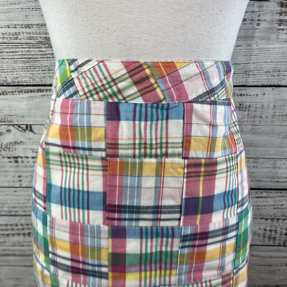 Talbots Skirt size 8 Petite Blue Pink Tartan Plaid Straight Knee Preppy Nautical - Picture 3 of 10